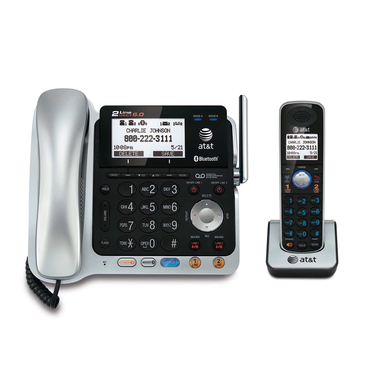 2-line Connect to Cell™ corded/cordless answering system with caller ID/call waiting - view 2